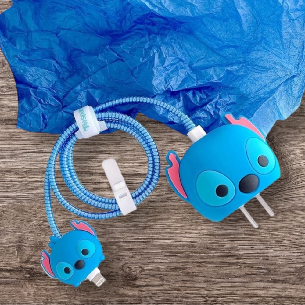 3D DISNEY STITCH CARTOON IPHONE CHARGER CASE PROTECTOR